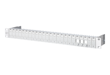 130920-00KE  Leergehäuse und Modulträger / Keystone 19 Zoll Modulträger 1HE 24 Port lichtgrau unbestückt, geschirmt