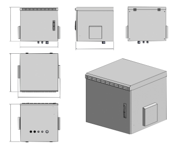 Preview: NRECW-124IP55GD  19" IP55 Wandgehäuse mit Glastüre 12HE 630x600x450