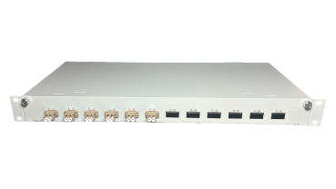 OV-06xLC-D OM2 19 Zoll Spleissbox 6xLC-D OM2 1HE/12/gr CSH 12Pgt 50/125 6Kup beige