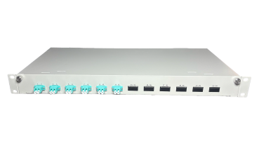 OV-06xLC-D OM3 19 Zoll Spleissbox 6xLC-D OM3 1HE/12/gr CSH 12Pgt 50/125 6Kup aqua