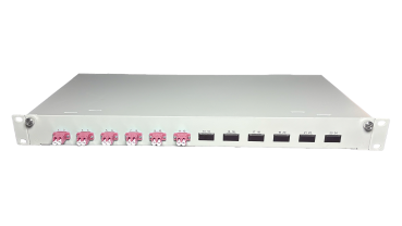 OV-06xLC-D OM4 19 Zoll Spleissbox 6xLC-D OM4 1HE/12/gr CSH 12Pgt 50/125 6Kup violet