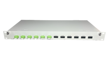 OV-06xLC-D OM5 19 Zoll Spleissbox 6xLC-D OM5 1HE/12/gr CSH 12Pgt 50/125 6Kup lindgrün