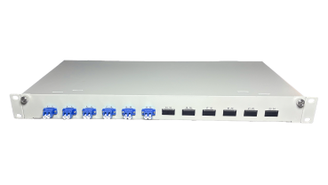 OV-06xLC-D SM 19 Zoll Spleissbox 6xLC-D SM 1HE/12/gr CSH 12Pgt 9/125 6Kup blau