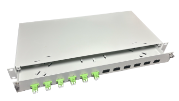 Preview: OV-06xLC-DK OM5 19 Zoll Spleissbox Leer 6xLC-DK OM5 1HE/12/gr 6Kup lindgrün