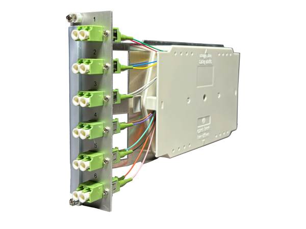 BGT06xLC-D OM5  BGT-SpleissBox-6xLC-D OM4 3HE/6/gr CSH 12Pgt 50/125 6Kup lindgrün