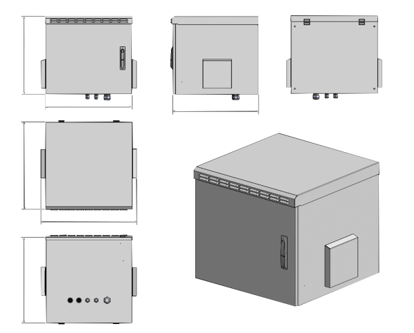 NRECW-124IP55GD  19" IP55 Wandgehäuse mit Glastüre 12HE 630x600x450