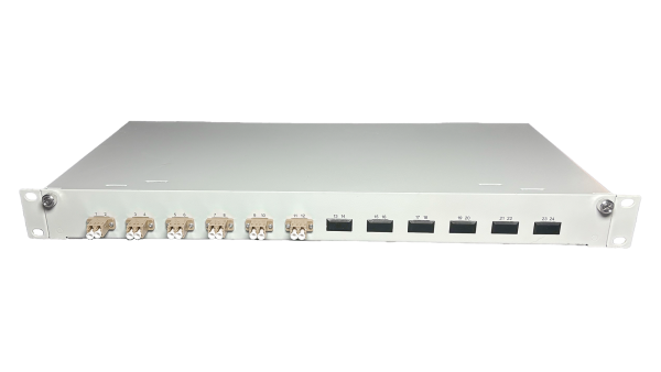 OV-06xLC-DK OM2 19 Zoll Spleissbox Leer 6xLC-DK OM2 1HE/12/gr 6Kup beige