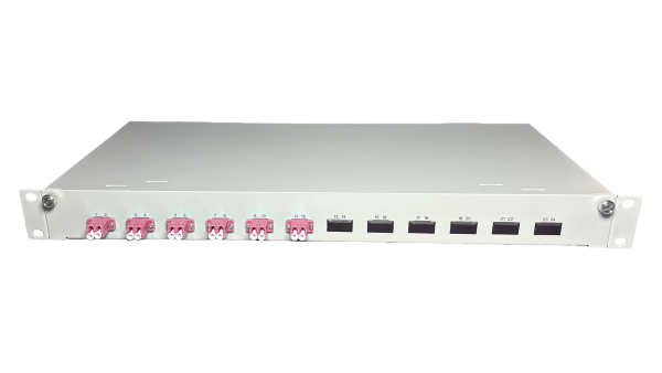 OV-06xLC-DK OM4 19 Zoll Spleissbox Leer 6xLC-DK OM4 1HE/12/gr 6Kup violet