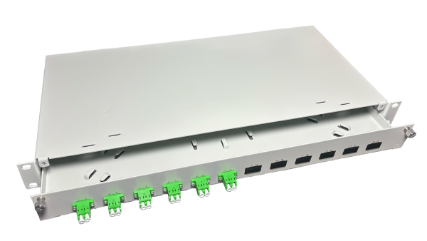 OV-06xLC-DK SMA 19 Zoll Spleissbox Leer 6xLC-DK SM APC 1HE/12/gr 6Kup grün